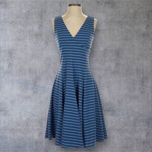 PETER SOM Blue Striped A Line Dress Size Small